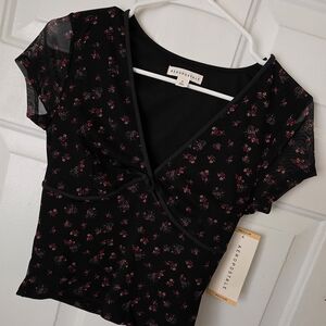 Aeropostale Mesh Floral Crop Top